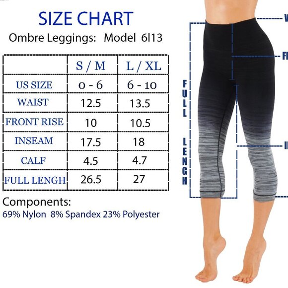 NEW Black and charcoal Capri ombré leggings compression high quality - Picture 4 of 7